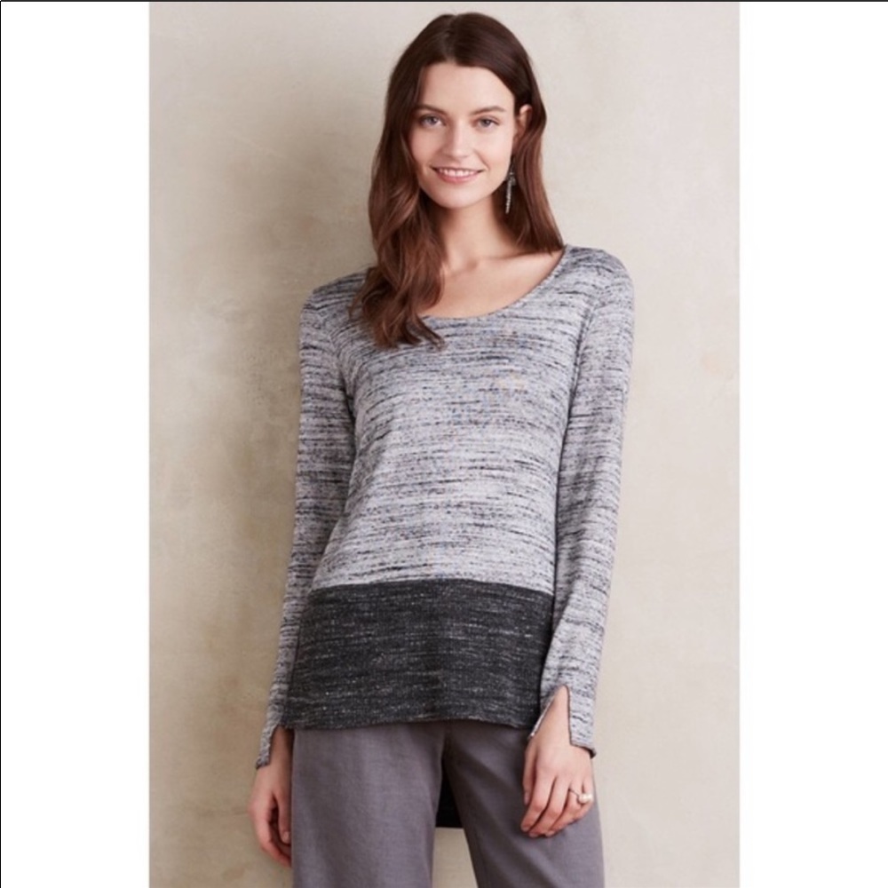 ANTHROPOLOGIE Blocked Heathered Pullover Top New
